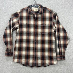 Red Head Shirt Mens Large Plaid Flannel Workhorse Rugged Utility Carpenter Cabin